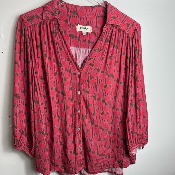 porridge Tops - Porridge pink and green floral blouse size small 1808